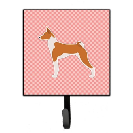 Jensendistributionservices Basenji Checkerboard Pink Leash or Key Holder MI2100749